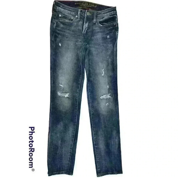 American Eagle 360 Extreme Flex Skinny Jeans Mens 28x32 Distressed - Picture 1 of 11